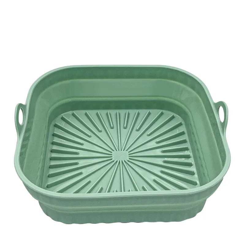 Reusable silicone air fryer pot liner in round shape, non-slip baking tray, five colours available