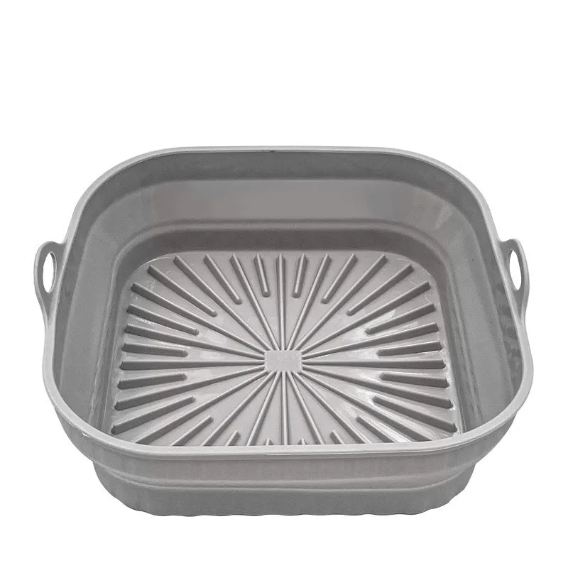 Reusable silicone air fryer pot liner in round shape, non-slip baking tray, five colours available