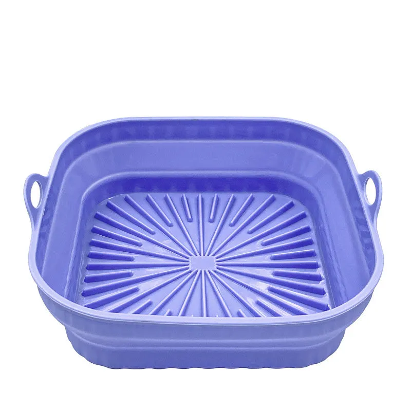 Reusable silicone air fryer pot liner in round shape, non-slip baking tray, five colours available