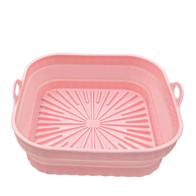 Reusable silicone air fryer pot liner in round shape, non-slip baking tray, five colours available
