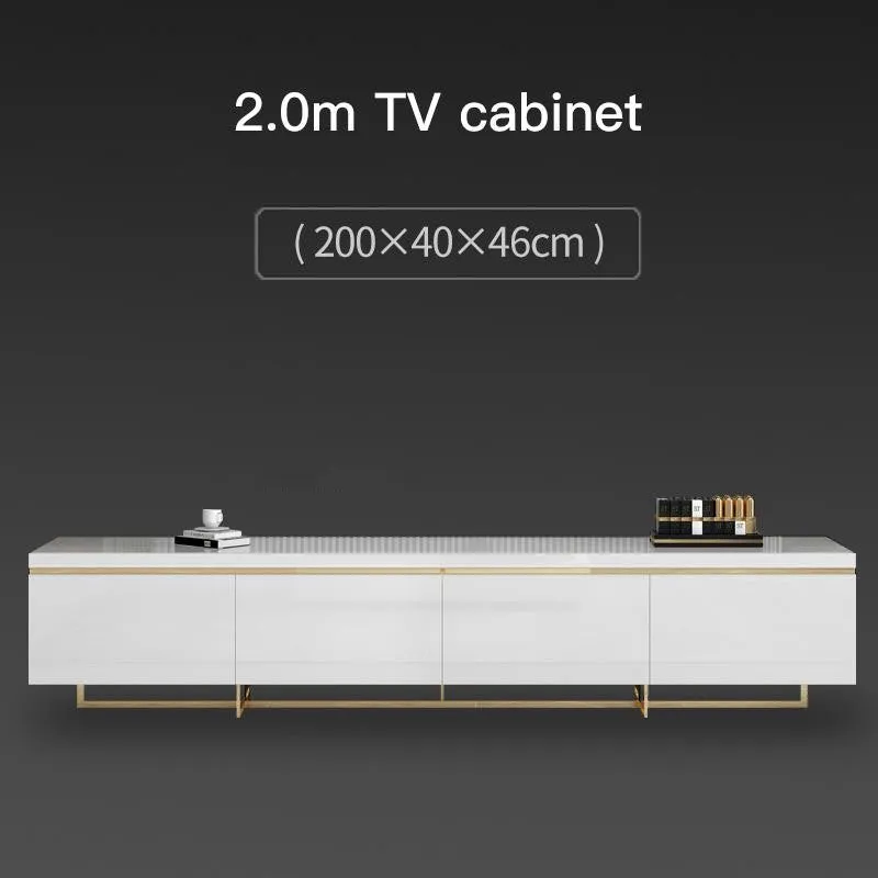 Modern minimalist tempered glass coffee table and TV cabinet set with baking paint finish in multiple sizes