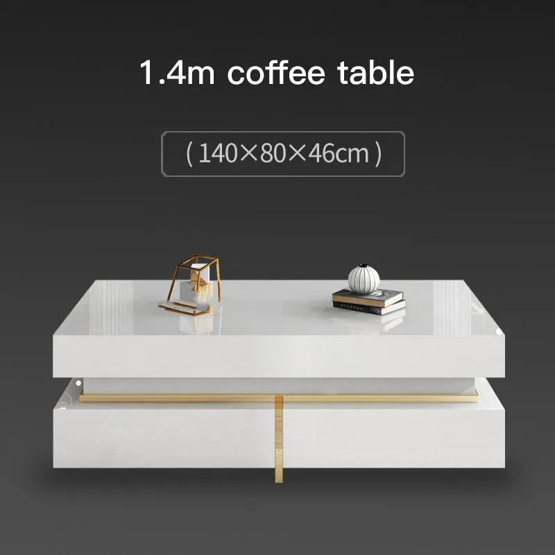 Modern minimalist tempered glass coffee table and TV cabinet set with baking paint finish in multiple sizes