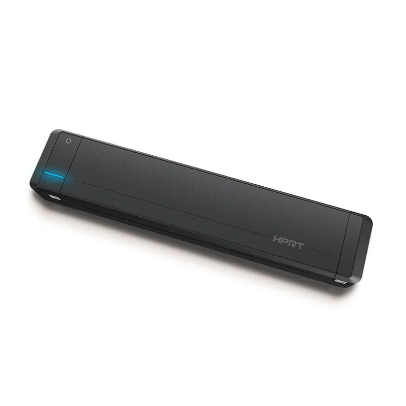 Wireless Bluetooth A4 thermal office printer in black, 310.5 x 63.5 x 39.5 mm, with USB Type-C port