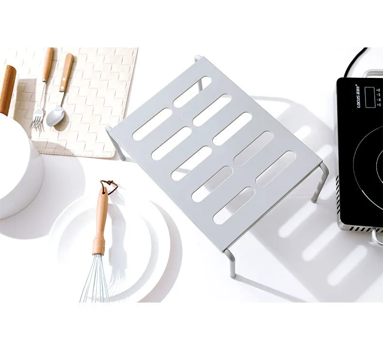 Retractable shelf kitchen supplies ABS plastic storage rack grey white adjustable width
