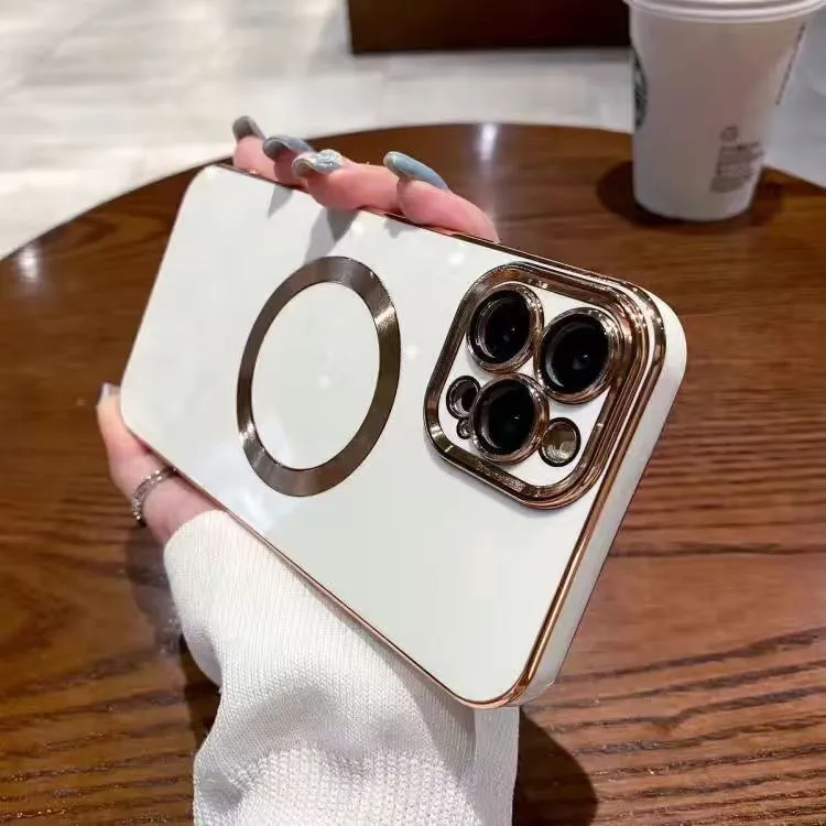 TPU magnetic phone case for Apple iPhone with electroplated metal brushed finish