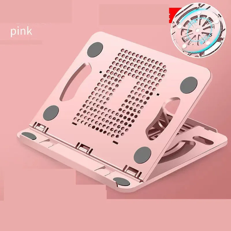 Adjustable portable laptop tablet cooling desktop stand in black, expanded view with eight gears