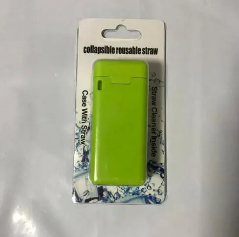 Folding reusable stainless steel drinking straw with cleaning rod and storage box in a pocket