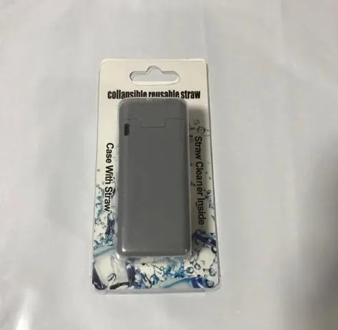 Folding reusable stainless steel drinking straw with cleaning rod and storage box in a pocket