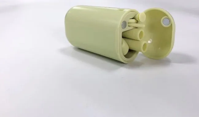 Folding reusable stainless steel drinking straw with cleaning rod and storage box in a pocket