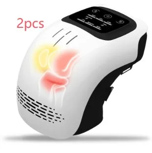 White intelligent electric knee massager with wrap-around design and USB cable