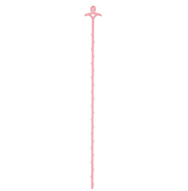 Orange colour kitchen pipe dredging hook made from soft PP, 51 cm long, with a smiling face design