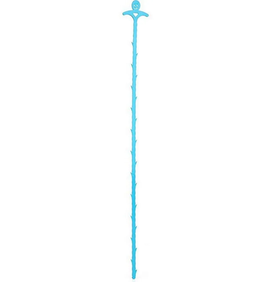 Orange colour kitchen pipe dredging hook made from soft PP, 51 cm long, with a smiling face design