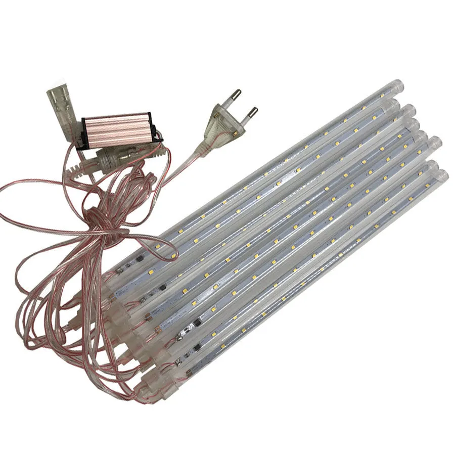 LED meteor rain lantern garden light with PC tube, eight flashing modes, 30cm size, warm white colour, EU plug