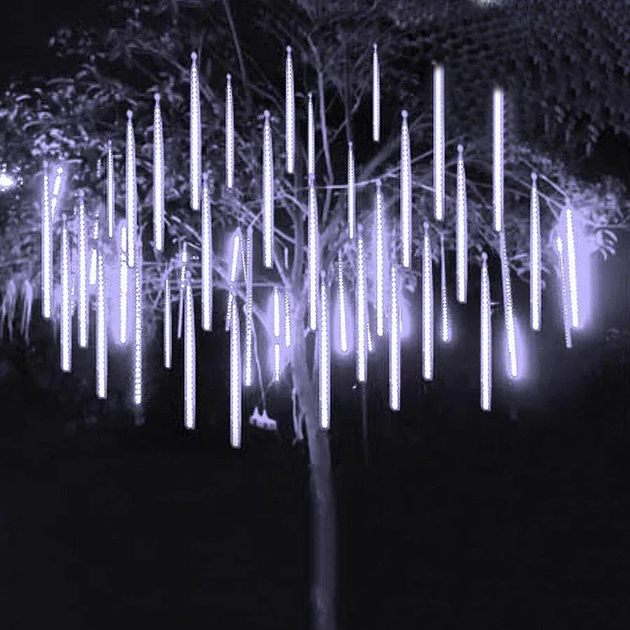 LED meteor rain lantern garden light with PC tube, eight flashing modes, 30cm size, warm white colour, EU plug