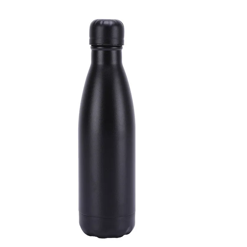 Insulated stainless steel water bottle mug with rubber painted surface and vacuum flask design in multiple colours
