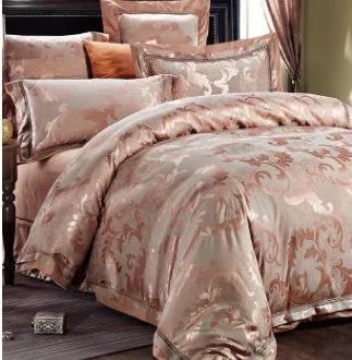 European-style pure cotton sateen jacquard 4-piece bedding set with quilt cover, sheet, and two pillowcases in white