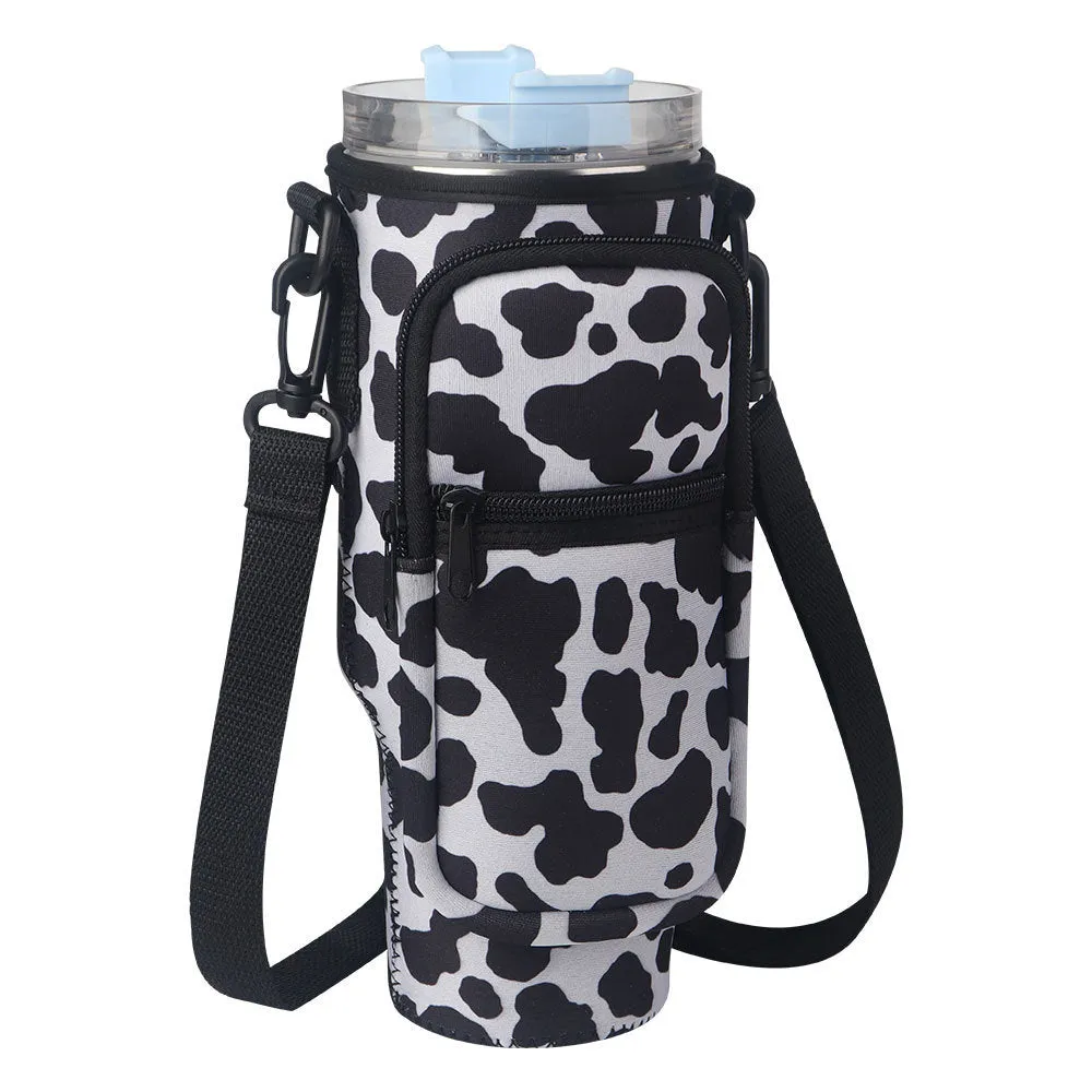 Neoprene cup sleeve for vacuum thermal straw cup in black, 23cm high, with non-slip surface