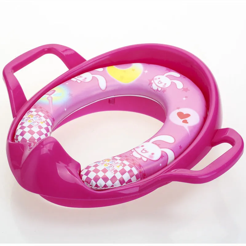 Children's walk-behind toilet seat with soft cushion in white colour option for toddlers aged 1-8 years