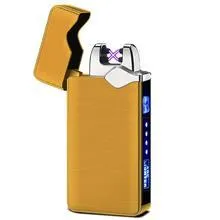 Rechargeable lighter with LED double arc, zinc alloy body with PVD ice plating and baking varnish finish, multi-colour optional