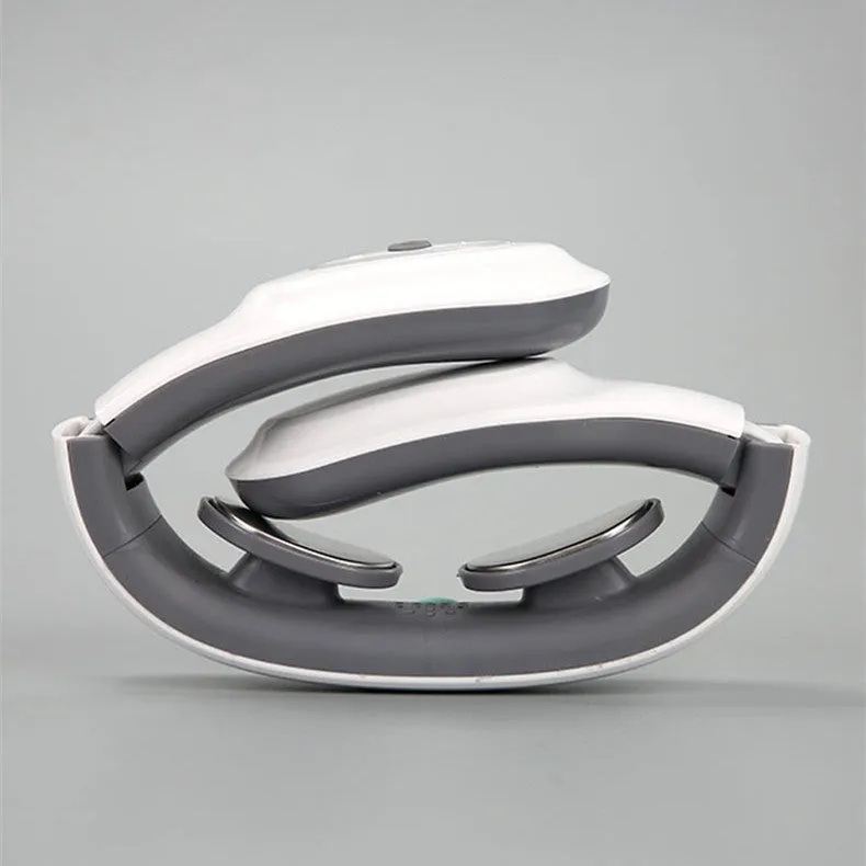 White heated electric pulse shoulder and neck mini folding massager with USB cable