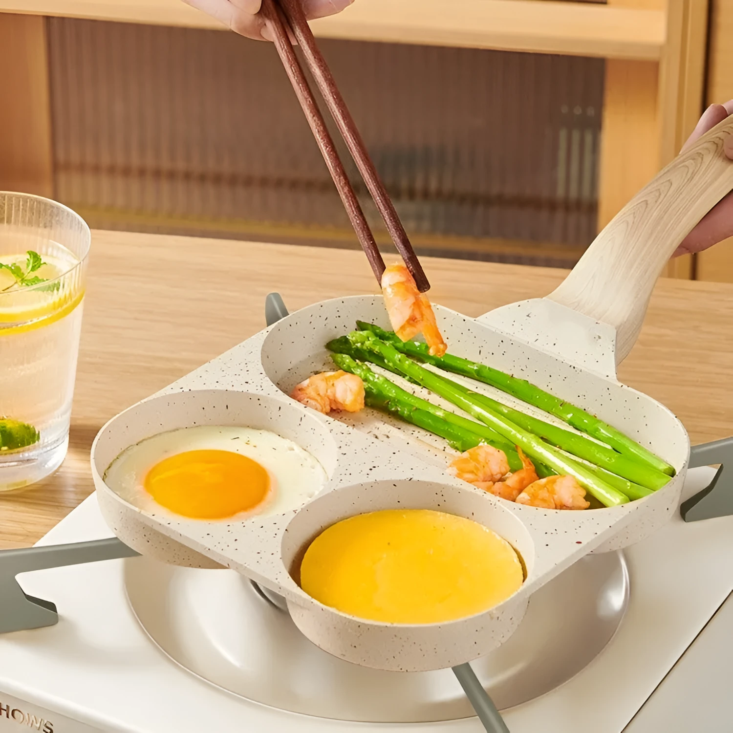 Japanese style non-stick pancake pan 26cm aluminium alloy with oil brush and food clip