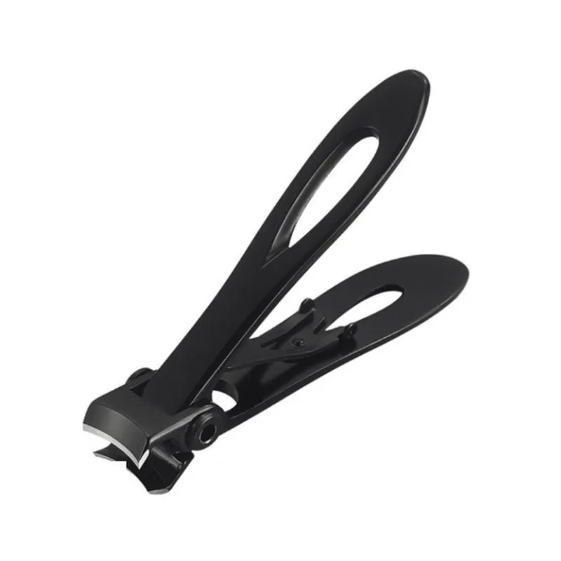 Silver stainless steel thick nail clippers with curved blades and ergonomic handle on white background