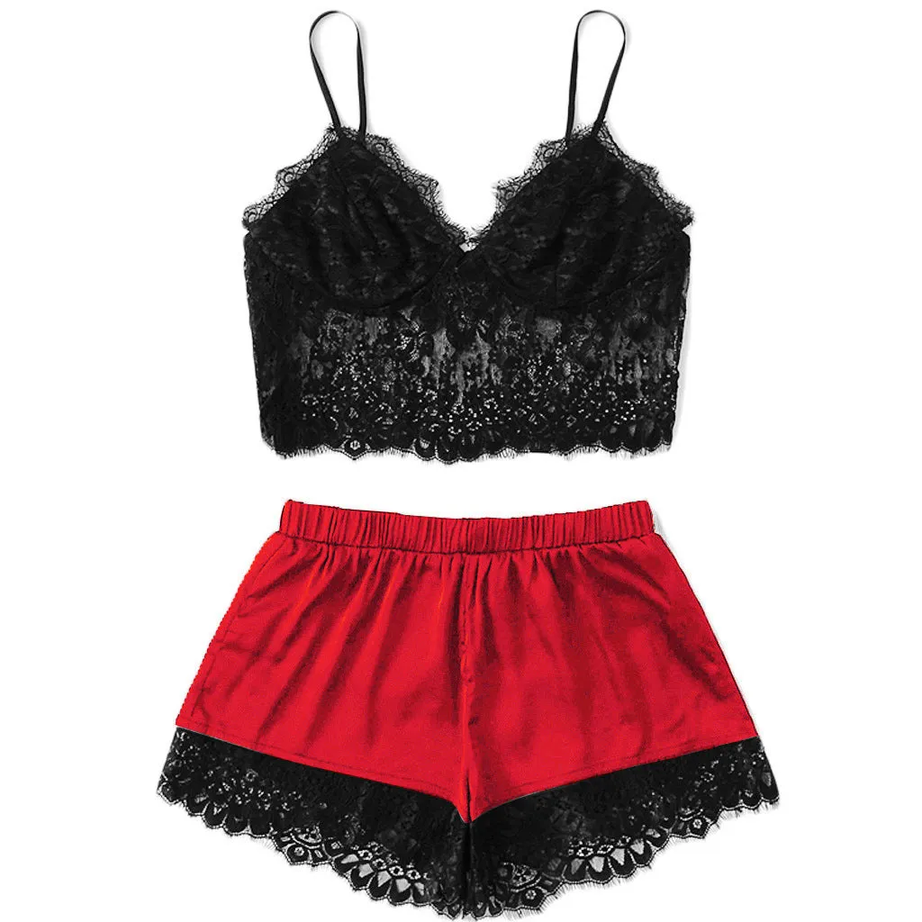 Women's split lace rabbit hair cardigan lingerie set in stripe pattern, thin section, available in multiple colours