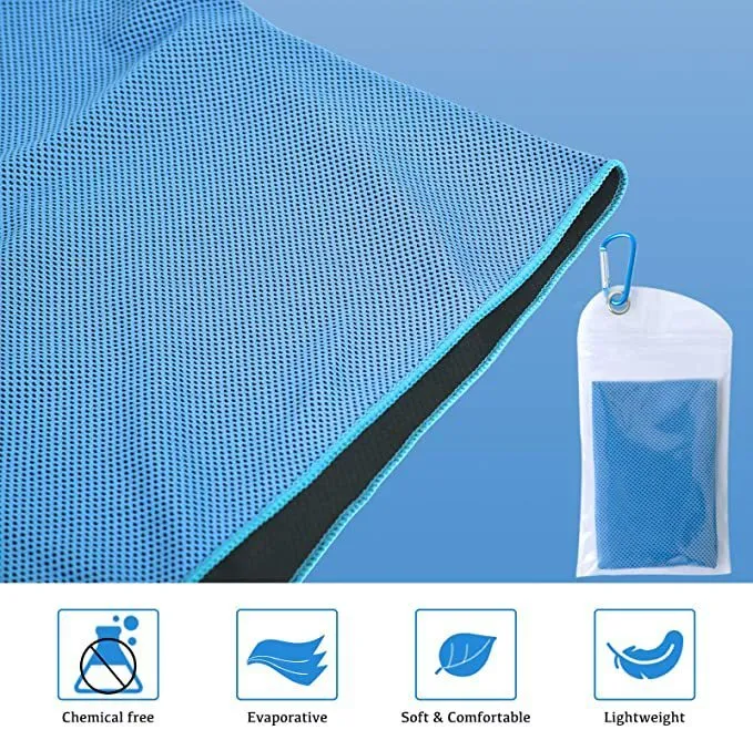 Polyester cooling towel for mountaineering with rounded corners 30x90cm in multiple colours