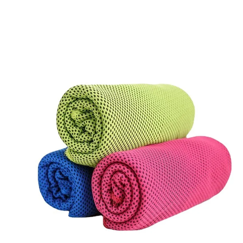 Polyester cooling towel for mountaineering with rounded corners 30x90cm in multiple colours