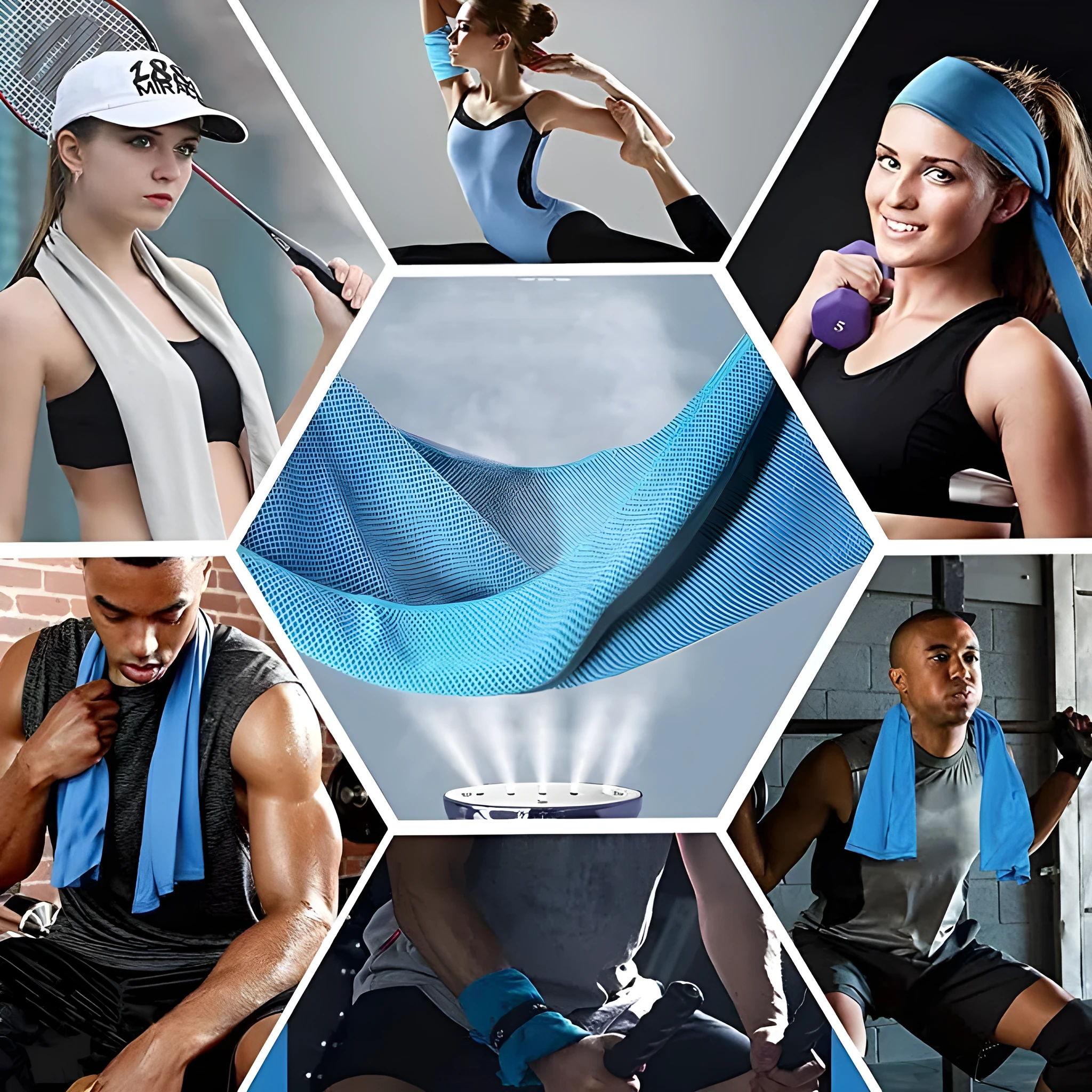 Polyester cooling towel for mountaineering with rounded corners 30x90cm in multiple colours