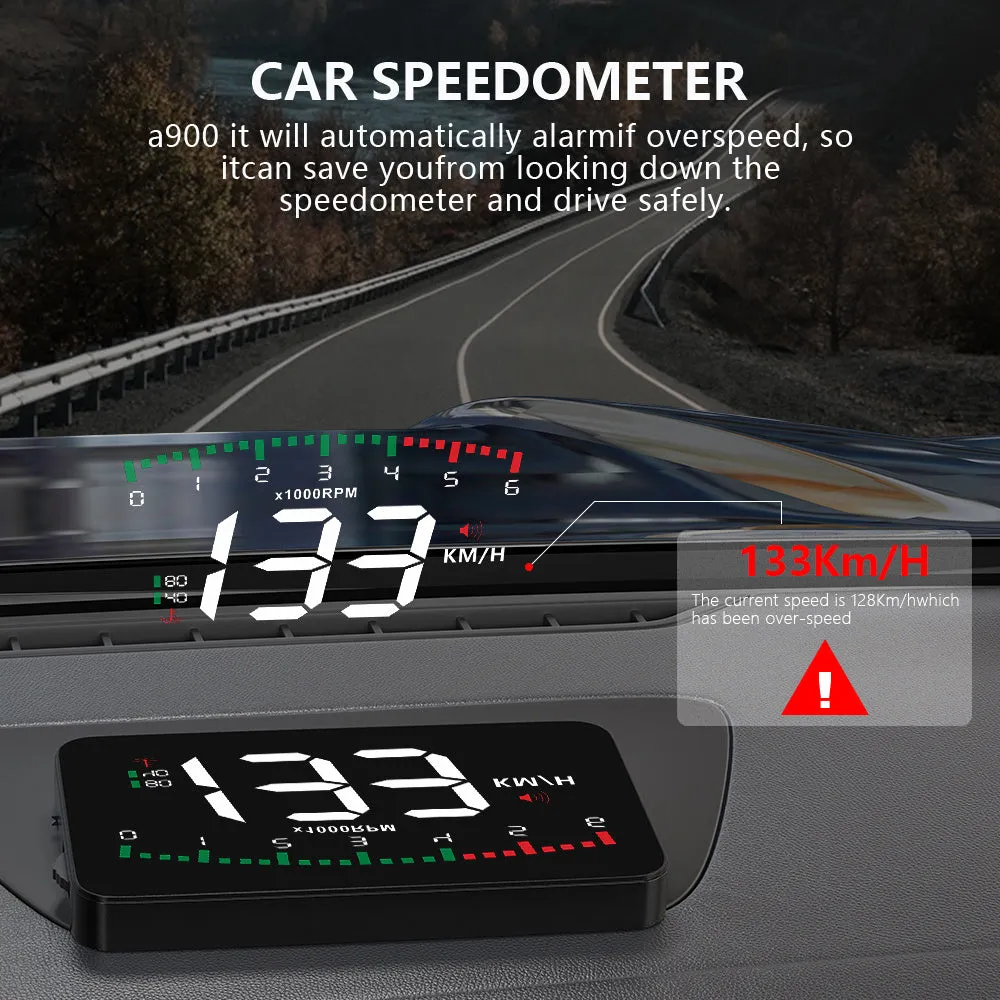 Automotive HD speed projector vehicle HUD head-up display with 3.5 inch LED screen on car dashboard