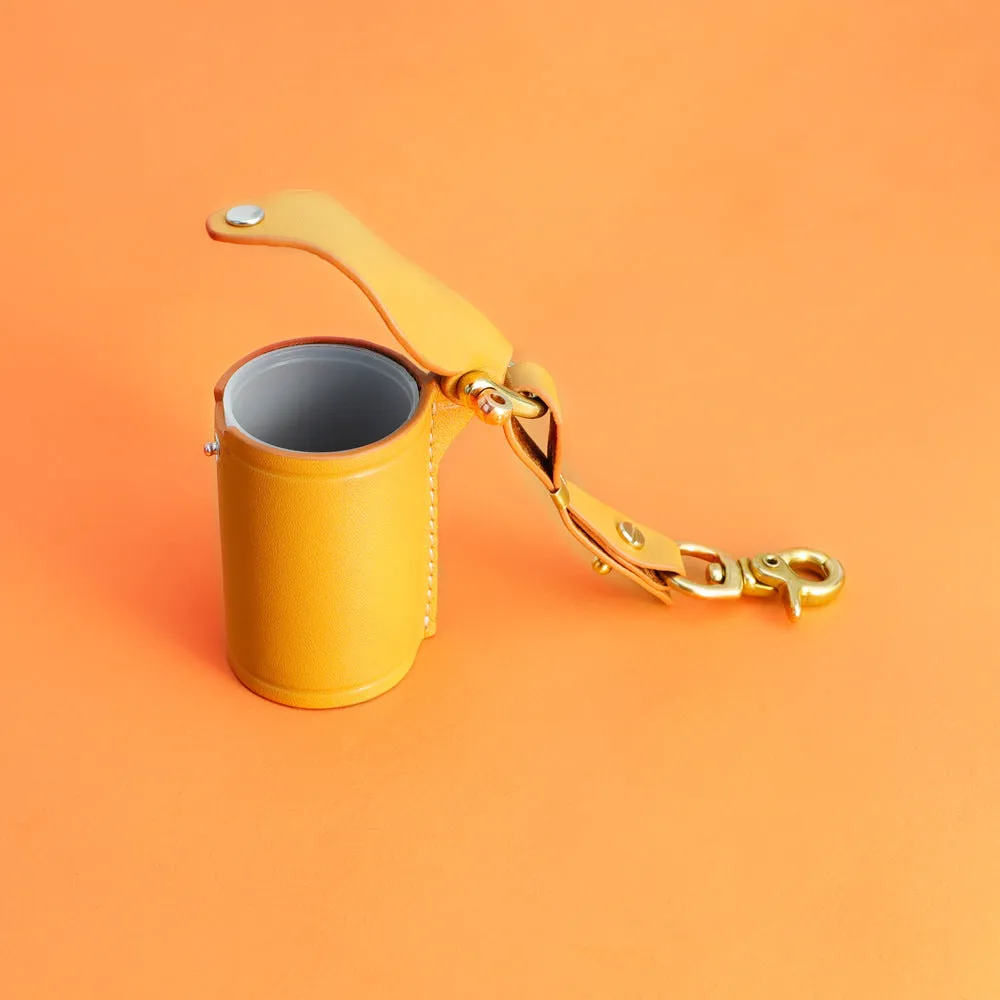 Yellow plastic custom photo keychain with film roll design featuring a personalised picture insert