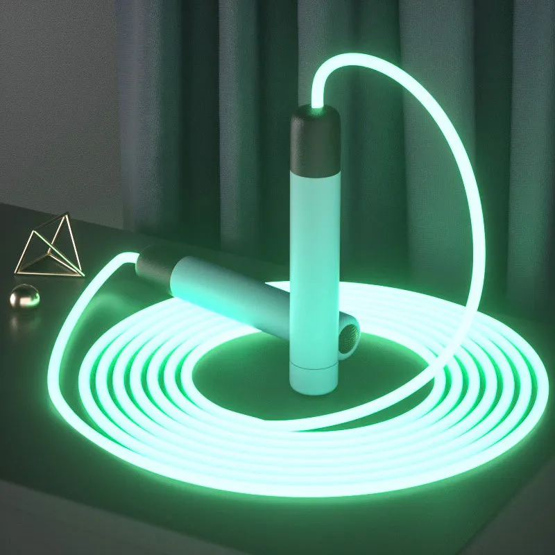 Luminous LED skipping rope adjustable 2.8m in green blue pink for kids adults fitness