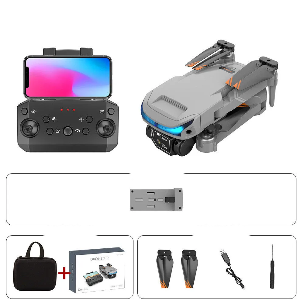 High-definition dual-lens multi-rotor remote control drone with foldable arms, black colour, 4K camera