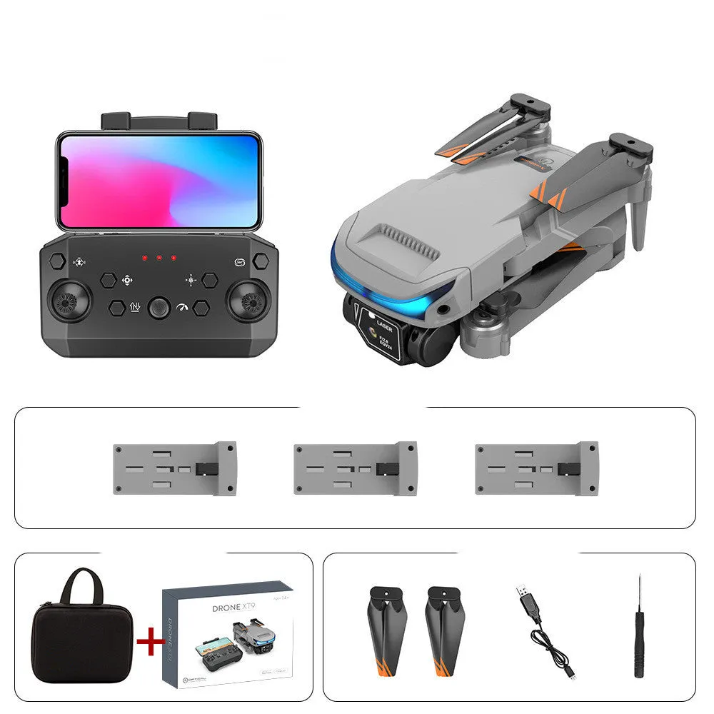 High-definition dual-lens multi-rotor remote control drone with foldable arms, black colour, 4K camera