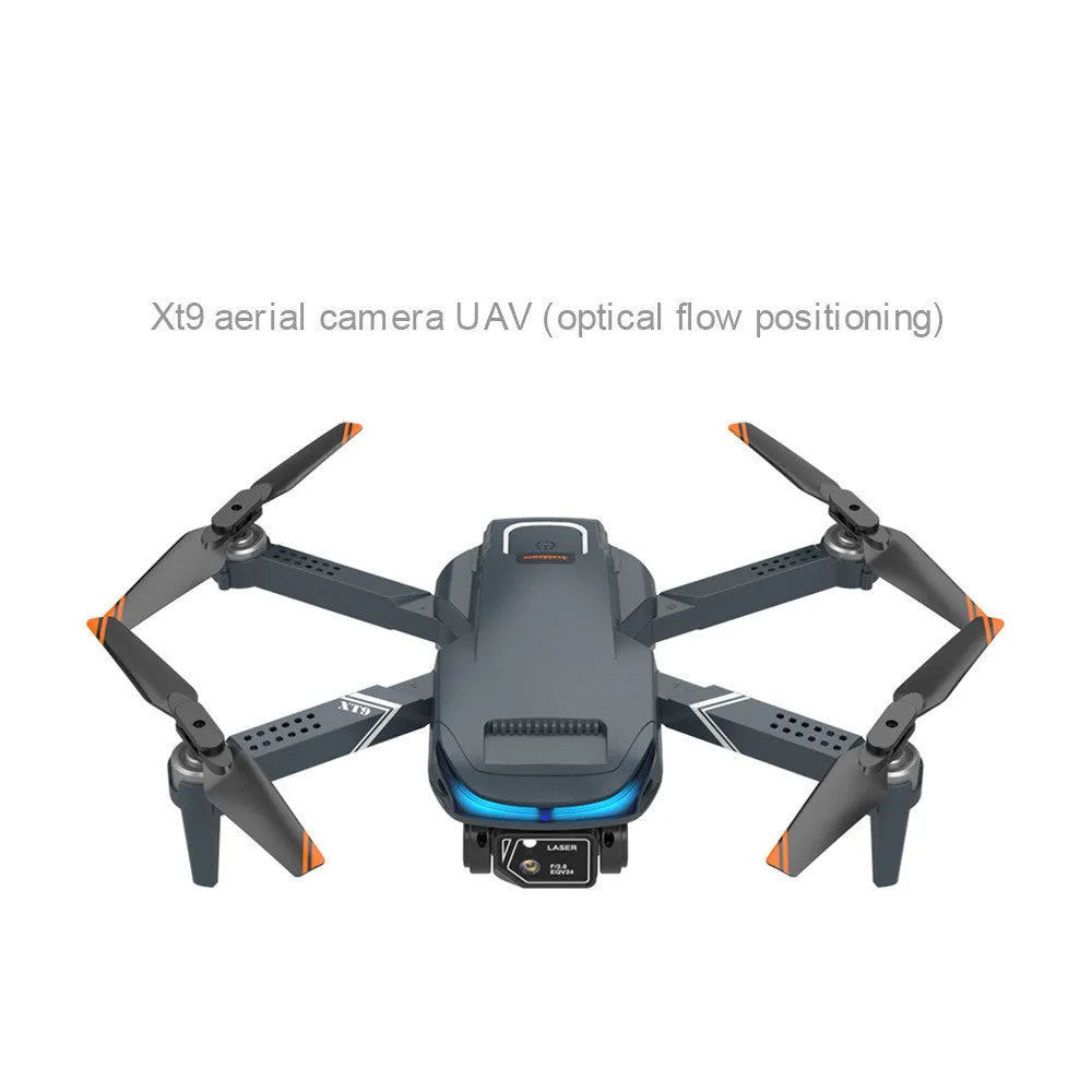 High-definition dual-lens multi-rotor remote control drone with foldable arms, black colour, 4K camera