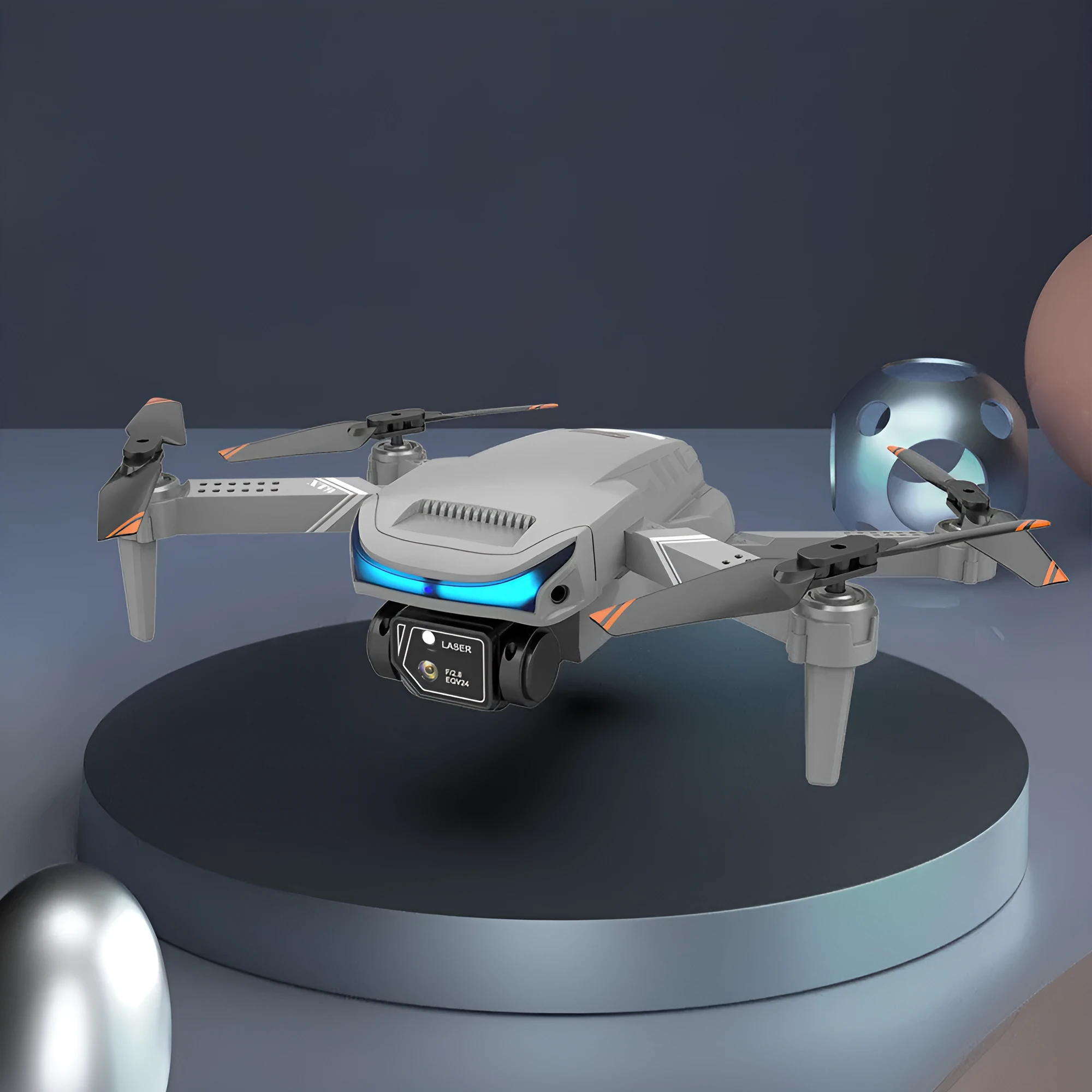 High-definition dual-lens multi-rotor remote control drone with foldable arms, black colour, 4K camera