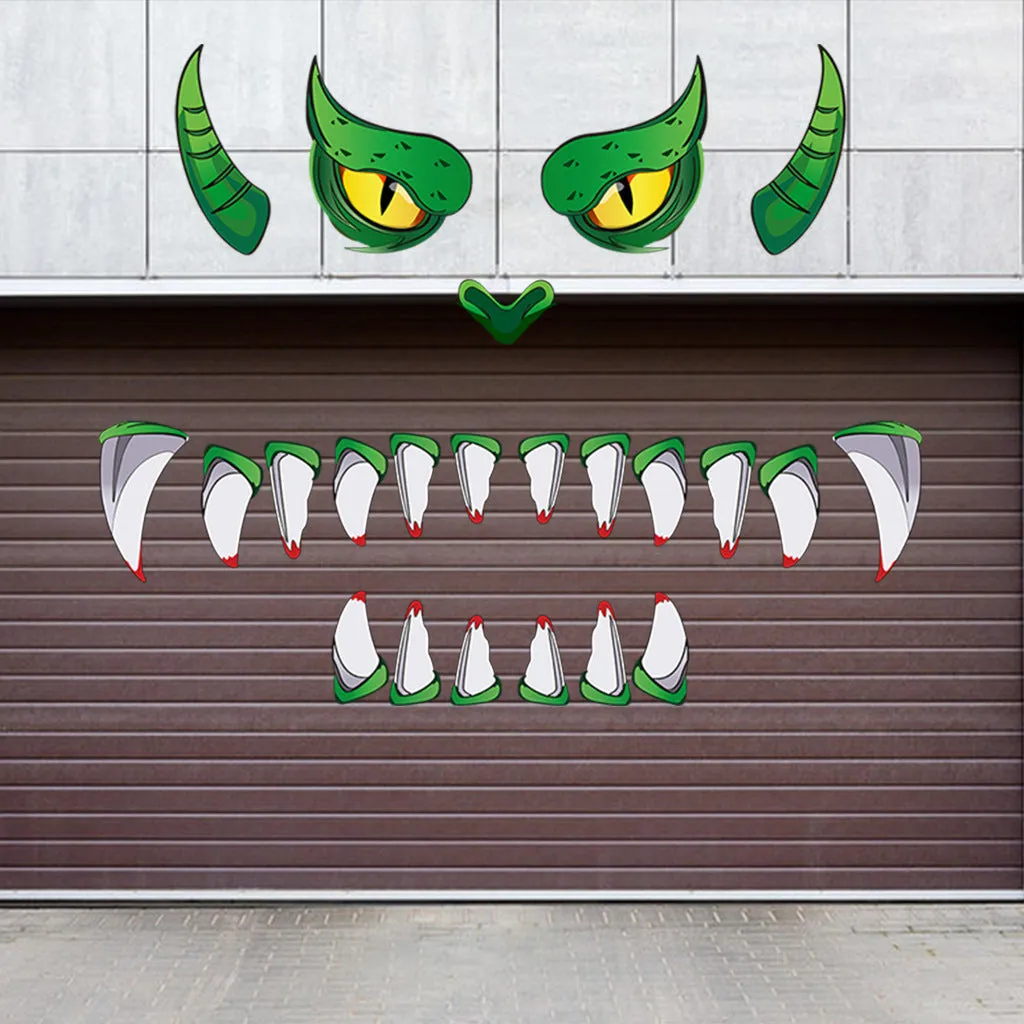 Creative Halloween green monster eye door sticker, oversized three-dimensional PVC decoration