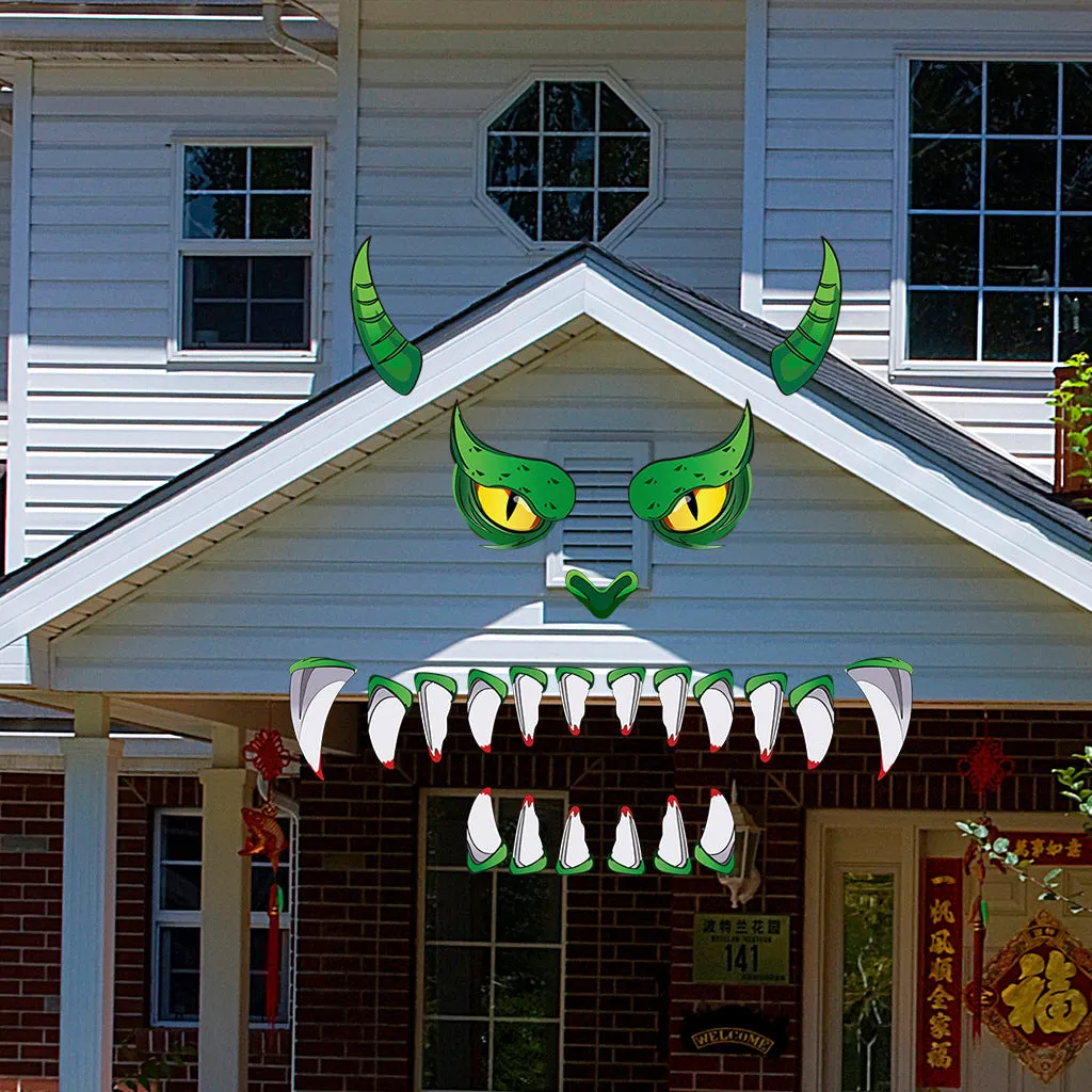 Creative Halloween green monster eye door sticker, oversized three-dimensional PVC decoration