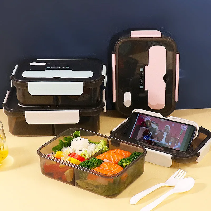 Plastic bento box lunch container with lock catch, microwave safe, 1100ml or 1500ml, blue pink apricot