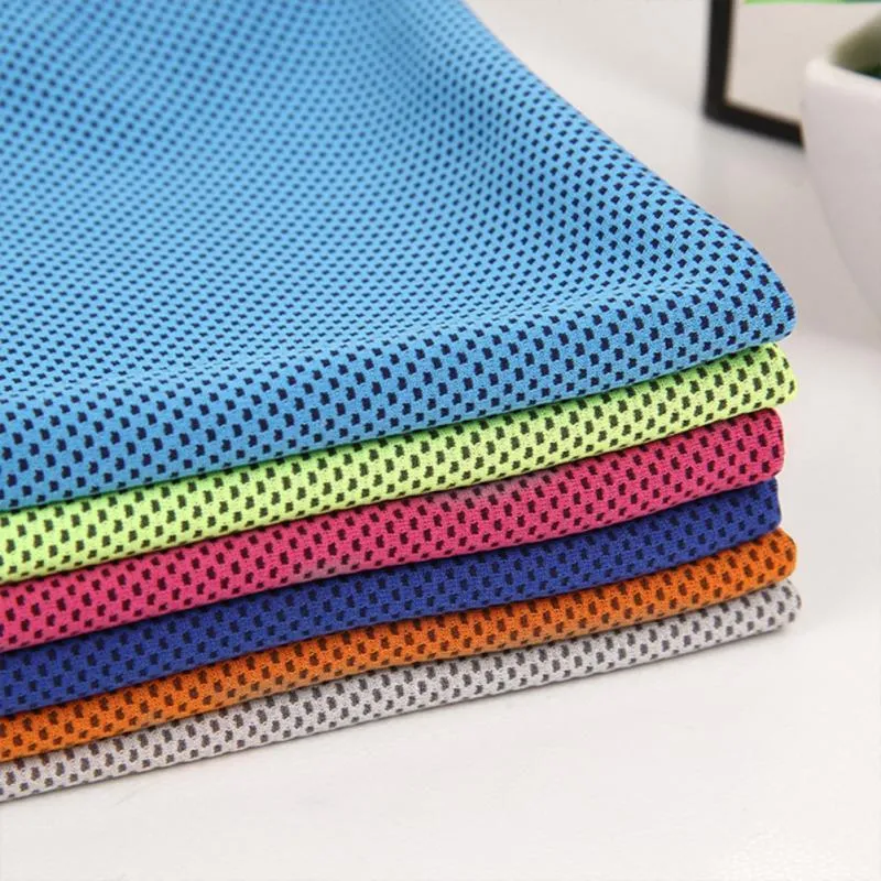 Blue sports cooling towel 30x90cm soft microfiber mesh for gym running camping