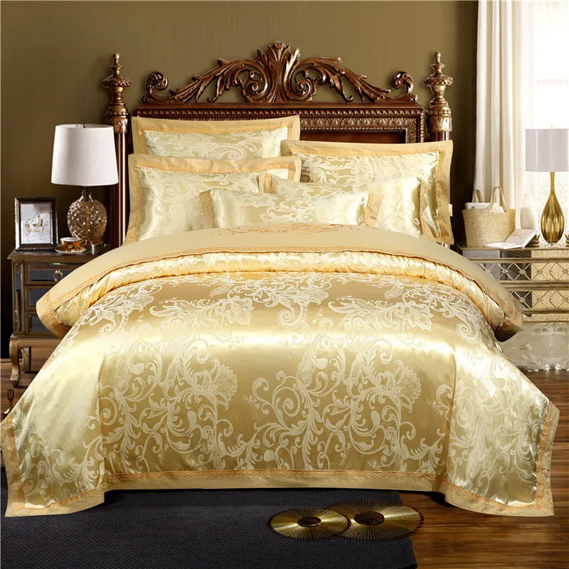 European style jacquard cotton embroidery quilt cover set in flower colour, sheet type, for 2.0m bed
