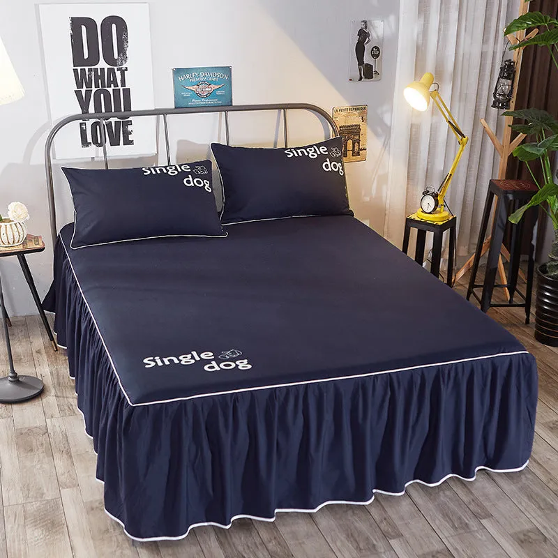 Beauty bed cover and brushed bed skirt in breathable sanding fabric, with nine colour options and multiple sizes