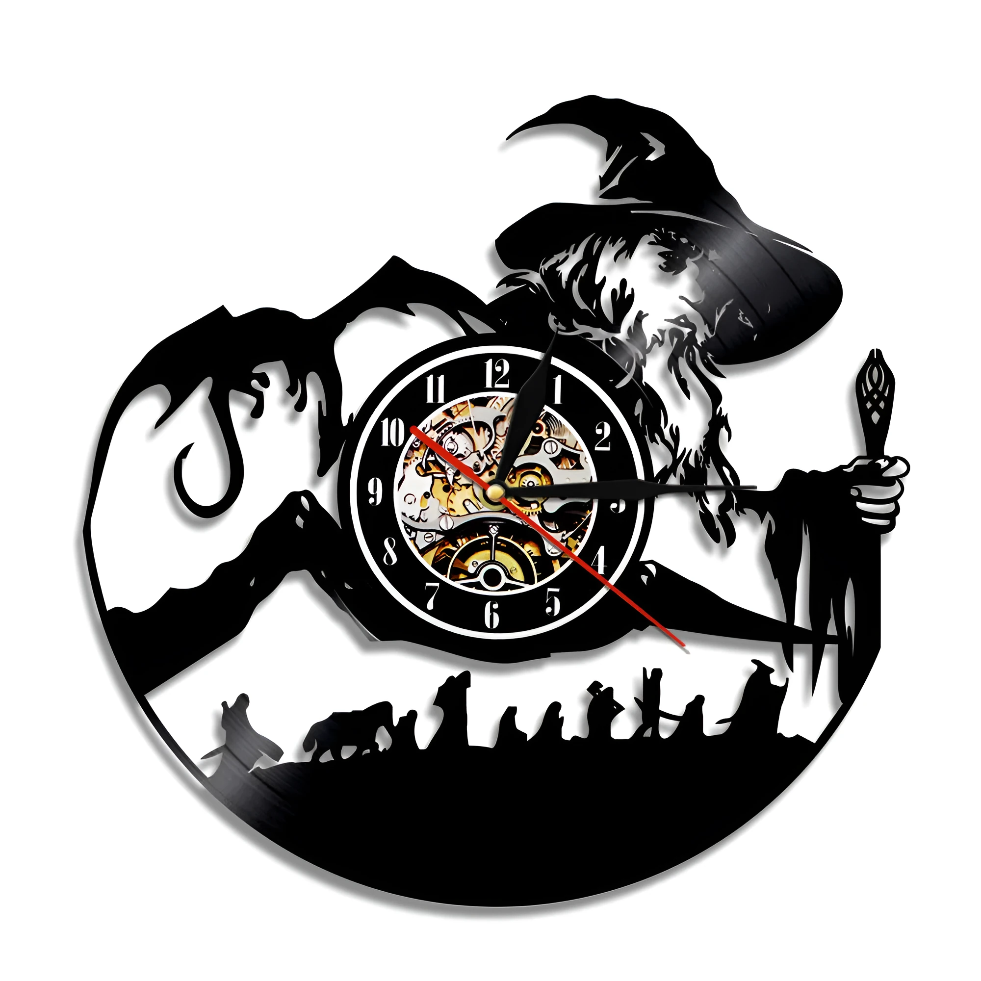 12 inch modern decorative wall clock black vinyl record design with pointer and number display