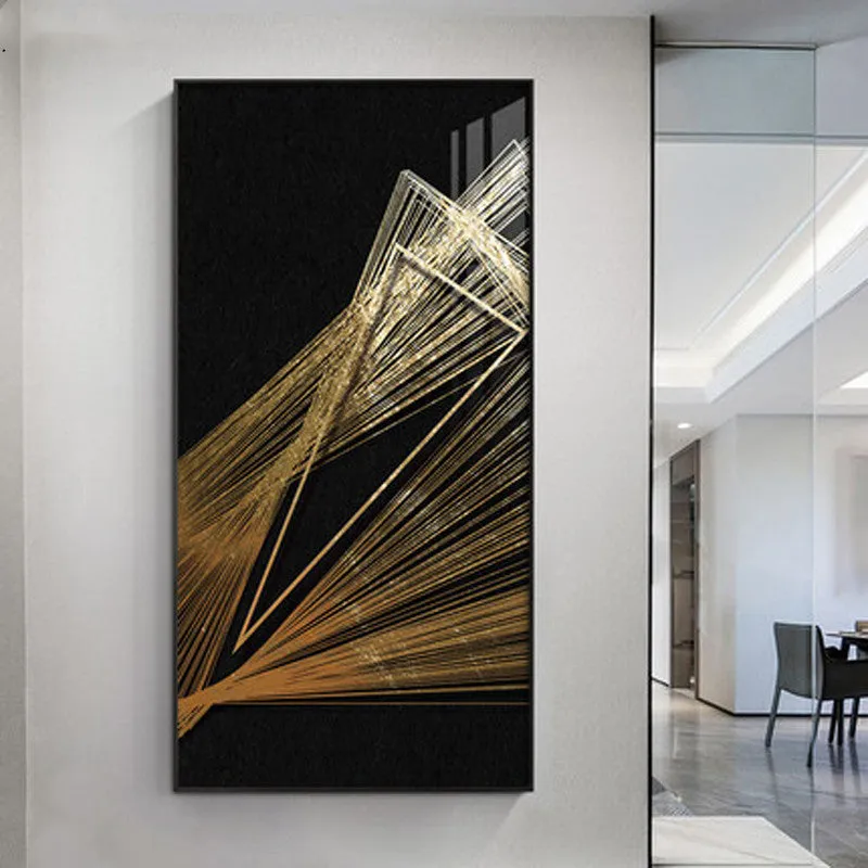 Modern abstract geometric wall art canvas painting with spray-painted design, available in multiple sizes and styles