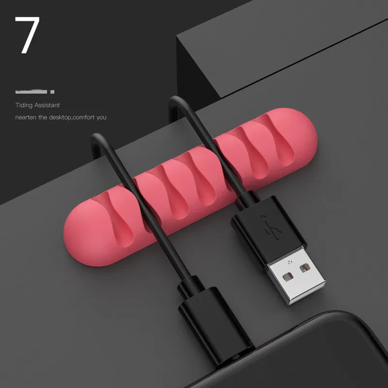 Smart Cable Holder silicone flexible wire organizer cord management clip for USB earphone network cable in black