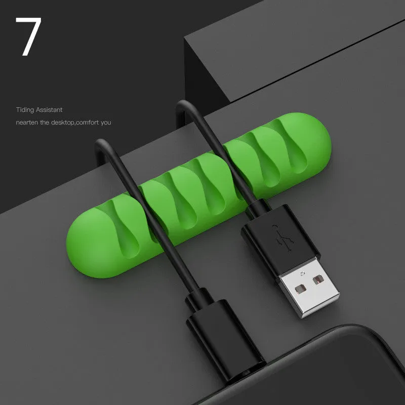 Smart Cable Holder silicone flexible wire organizer cord management clip for USB earphone network cable in black