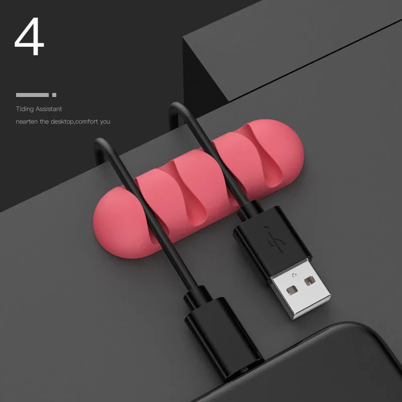 Smart Cable Holder silicone flexible wire organizer cord management clip for USB earphone network cable in black