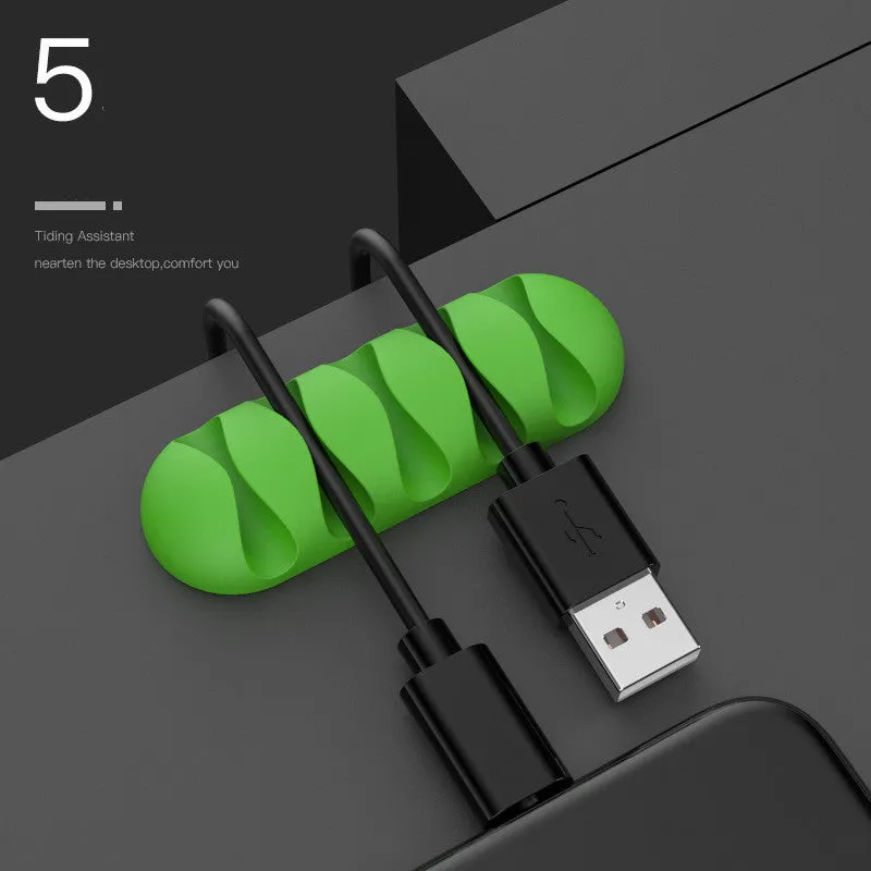 Smart Cable Holder silicone flexible wire organizer cord management clip for USB earphone network cable in black