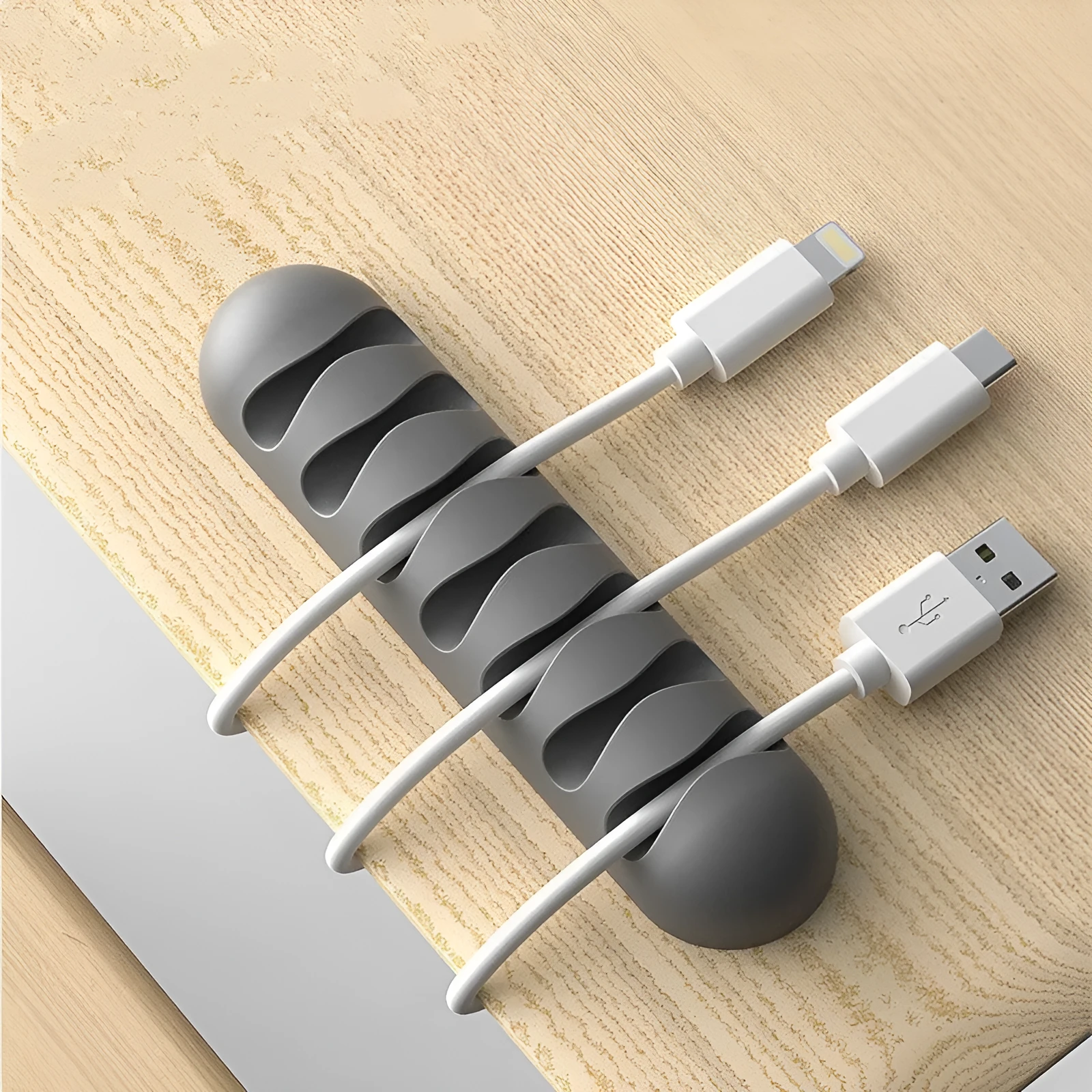 Smart Cable Holder silicone flexible wire organizer cord management clip for USB earphone network cable in black